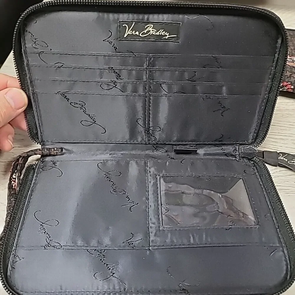 Vera Bradley Fall 2006 Houndstooth Brown Purse Bag Wallet Makeup Bag 3-piece - Picture 6 of 12